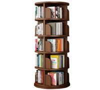 LFONDIGE Estantería giratoria de pie Organizador de Varios Niveles para Adultos y artículos Base Ancha Que no se tambalea Adecuado para Sala de Estar, Dormitorio, Oficina (Color Nogal)