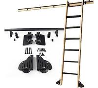 LFONDIGE - Juego de escalera enrollable para bibliotecas, almacenamiento y armarios - Sistema de escalera móvil con rieles, fácil instalación y ahorro de espacio