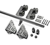 LFONDIGE - Juego de herrajes para escalera de biblioteca rodante, carril/rodillo redondo con ruedas para escalera deslizante de biblioteca, juego completo de hardware para carril rodante (kit d