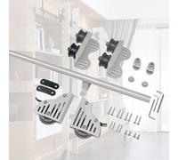 LFONDIGE - Kit de hardware para escalera de biblioteca móvil retráctil (3,3 pies, 10 pies, 20 pies, kit de puerta corredera de granero, riel de escalera móvil tubular redondo con ruedas de suelo