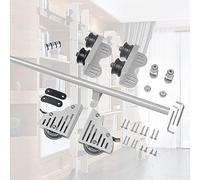 LFONDIGE - Kit de hardware para escalera de biblioteca móvil retráctil (3,3 pies, 10 pies, 20 pies, kit de puerta corredera de granero, riel de escalera móvil tubular redondo con ruedas de suelo