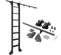 LFONDIGE - Kit de herrajes para escalera móvil de biblioteca, kit de hardware para escalera deslizante retráctil de 1 m a 6 m (escala no incluida), kit de riel para escalera móvil de Bib