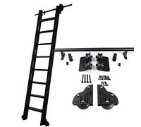 LFONDIGE - Kit de riel deslizante para estantería, escalera de biblioteca rodante para oficina en casa, para biblioteca, ático, trastero, vestuario, bodega de vino (kit de carril de 300 cm)