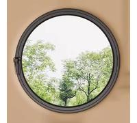 LFONDIGE Ventana abatible Redonda giratoria empotrada de aleación de Aluminio y Vidrio Templado, Ideal para baño, Dormitorio, Cocina y hogar, Color Negro, 3,85 cm/33 Pulgadas