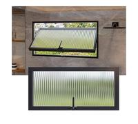 LFONDIGE Ventana de Vidrio con privacidad giratoria de 360° con Tira de Sellado y manija, tamaño Rectangular de 60, 70, 80, 90 y 100 cm para iluminación y ventilación (Negro, 80 x 40 cm/31,5 x 15,79