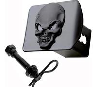 LFPartS Cubierta de Enganche de Remolque con Emblema 3D de Calavera 100% de Metal para receptores de 2 Pulgadas (Negro sobre Negro)