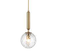 LFsem Lámpara Colgante Dorada Moderna, Pantalla Esférica de Cristal Transparente, Lámpara de Techo Colgante E27 para Dormitorio, Comedor, Sala de Estar y Cocina