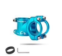 LFSPHQEC Varilla de bicicleta de montaña 25,4/31,8 mm, Varilla corta, elevación de manillar, aleación de aluminio CNC para bicicleta de descenso de engranaje fijo (Blue 31,8 x 35 mm)