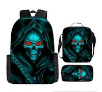 lFTEGUFKXS Bolsa para libros góticos Campus Escuela Primaria Ligera Reducción de Peso Mochila Halloween Gran Capacidad Niño Bolsa de Librería Juego de Tres Piezas, Schoolbag4, 43x13x14cm, Casual
