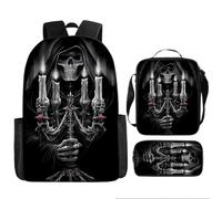 lFTEGUFKXS Bolsa para libros góticos Campus Escuela Primaria Ligera Reducción de Peso Mochila Halloween Gran Capacidad Niño Bolsa de Librería Juego de Tres Piezas, Schoolbag12, 43x13x14cm, Casual