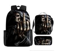 lFTEGUFKXS Bolsa para libros góticos Campus Escuela Primaria Ligera Reducción de Peso Mochila Halloween Gran Capacidad Niño Bolsa de Librería Juego de Tres Piezas, Schoolbag1, 43x13x14cm, Casual