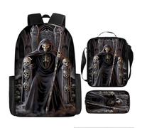 lFTEGUFKXS Bolsa para libros góticos Campus Escuela Primaria Ligera Reducción de Peso Mochila Halloween Gran Capacidad Niño Bolsa de Librería Juego de Tres Piezas, Schoolbag9, 43x13x14cm, Casual