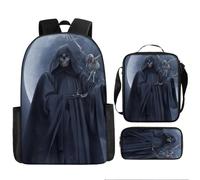lFTEGUFKXS Bolsa para libros góticos Campus Escuela Primaria Ligera Reducción de Peso Mochila Halloween Gran Capacidad Niño Bolsa de Librería Juego de Tres Piezas, Schoolbag7, 43x13x14cm, Casual