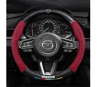 LFWCZS Funda Volante Coche para Mazda 3 2019-2024 Sedan,con Emblema Cubre Volante Cuero de Gamuza Cubierta para Volante Antideslizante Interior Decoracion Accesorios Coches,D