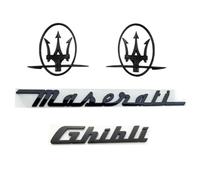 LFWCZS Repuesto Emblema Delantera Trasera para Maserati Ghibli 2013-2017,Negro Parrilla Maletero Tronco Insignia Logo Letras 3D ABS Decorativas modificación Accesorios Exterior