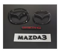 LFWCZS Repuesto Emblema Delantera Trasera para Mazda 3 Sedan 2019 2020 2021 2022,Negro Parrilla Maletero Tronco Insignia Logo Letras 3D ABS Decorativas modificación Accesorios Exterior