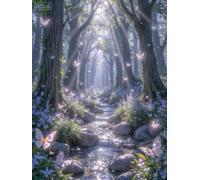 LFYNIORS DIY Kits De Bordado Con Cuentas Paisaje De Bosque De Cuento De Hadas Kit Completo De Bordado De Punto De Cruz Con,Cuentas De Colores Cubren Todo El Patrón Decoración Del Hogar 40x50cm