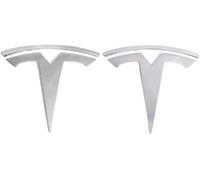 LFZNB Emblema Distintivo: Logotipo de Repuesto para el capó Delantero y el Maletero Trasero del Tesla Model Y, S, X, 3. Juego de emblemas metálicos 3D (cromados).,Silver