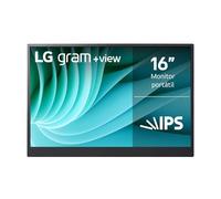 LG 16MR70 - Monitor Portátil +View, Panel IPS, WQXGA 2560x1600, 16" | Formato 16:10, Brillo 350 cd/m², Contraste 1200:1, DCI-P3 99%, 2 USB-C, Funda con Soporte, Imagen Auto-Pivotable, Plata