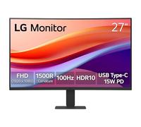 LG 27U421A-B - Monitor curvo Full HD (1920 x 1080) de 27 pulgadas, 100 Hz, 5 ms, HDR10, 3 lados sin bordes, interruptor, HDMI, USB tipo C 15 W PD, soporte delgado inclinable, negro