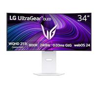 LG 34GX90SA-W - Monitor de juego curvado OLED de 34 pulgadas (3440 x 1440), 240Hz, 1 ms, compatible con NVIDIA G-Sync, AMD FreeSync Premium, VESA DisplayHDR True Black 400, webOS, USB tipo C, blanco
