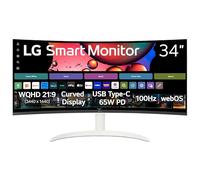 LG 34SR63QA-W Monitor curvo inteligente de 34 pulgadas con transmisión de TV, QHD 1440p, visualización ultraancha, USB tipo C 65W PD, 1800R, webOS, HDR10, 100Hz, altavoz incorporado, AirPlay2