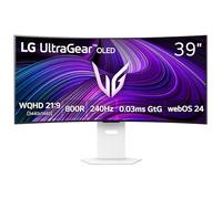 LG 39GX90SA-W Ultragear WQHD (3440 x 1440) Monitor de juego curvado OLED 240Hz, 1ms, compatible con NVIDIA G-Sync, AMD FreeSync Premium, VESA DisplayHDR True Black 400, webOS, USB tipo C, blanco