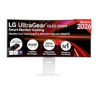 LG 39GX90SB-W - Smart Monitor OLED 39", WQHD (3440 x 1440), Morado Grisáceo | Curvo Anti-Reflejos, 21:9, 240Hz, DCI-P3 98,5%, Giro (vertical), Inclinación (horizontal), FreeSync Premium Pro, 5Wx2