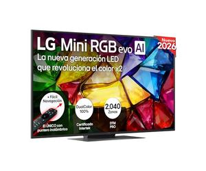 LG 55MRGB88B6A - Smart TV MRGB AI 55" 4K Sin Reflejos 94%, 2026 | Mini RGB, Smart TV, WebOS 26, Procesador α8 AI Gen3, VRR 144Hz, Dolby Vision y Dolby Atmos, Alexa/Google Assistant, Negro