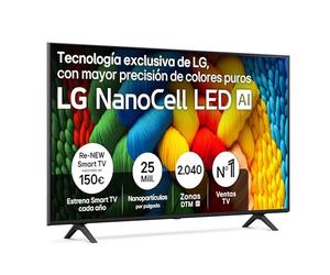 LG 55NANO80A6B - TV 55", 4K NanoCell, Smart TV, LED IA, WebOS 25, Procesador Potente e Inteligente, Super Upscaling, Dolby Digital Plus, Alexa/Google Assistant, Negro