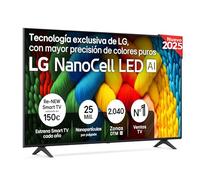 LG 65NANO80A6B - TV 65", 4K NanoCell, Smart TV, LED IA, WebOS 25, Procesador Potente e Inteligente, Super Upscaling, Dolby Digital Plus, Alexa/Google Assistant, Negro