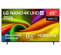 LG 65NU850B6LA - TV 65", Nano 4K UHD, webOS 26, Procesador α7 AI Gen9, Anti-Reflejos, HDR10, 4K Super Upscaling, Dolby Digital Plus, Google Cast, Gris Oscuro
