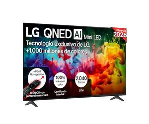LG 65QNED70B6C - Smart TV QNED MiniLED AI 65" 4K Sin Reflejos 94%, 2026 | QNED MiniLED, Smart TV, WebOS 25, Procesador Alpha 5 Gen7 AI, 120Hz, Super Upscaling, HDR10 y Dolby Digital Plus, Negro