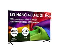 LG 75NU800B6LA - Smart TV Nano UHD AI 75" 4K Sin Reflejos 94%, 2026 | Nano UHD, Smart TV, WebOS 25 (Actualizable), Procesador Alpha 7 Gen9 AI, 144Hz, HDR10 y Dolby Digital Plus, Negro