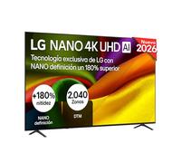 LG 85NU850B6LA - Smart TV Nano 4K UHD NU80 85 Pulgadas, Sin Reflejos al 94%, webOS 26 AI, Procesador Inteligente α7 AI Processor 4K Gen9, HDR10, 4K Super Upscaling, Dolby Digital Plus (85")