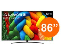 LG 86NANO81A6A - TV 86", 4K NanoCell, Smart TV, LED IA, WebOS 25, Procesador Potente e Inteligente, Super Upscaling, Dolby Digital Plus, Alexa/Google Assistant, Negro