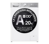 LG AI DD D4R9513TPWC - Lavadora secadora de 13/7 kg, Serie R9, Clase D, lavadora secadora, 1400 rpm, TurboWash 360, vapor Steam+ y antiarrugas, autodosificación, Wi-Fi, blanca