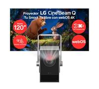 LG PU600U - Proyector CineBeam 4K UHD, Láser 3 Ch (RGB), Smart TV WebOS 24, Brillo 600 Lúmenes, HDR10 y HLG, Pantalla hasta 120", AirPlay 2 y Screen Share, Bluetooth, Plata/Negro