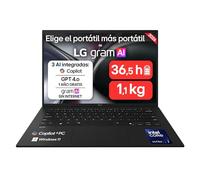 LG gram 14Z90U-G.AU85BN - Ordenador Portátil Ultraligero de 14" Intel Core Ultra 7 355, 32 GB RAM, 512 GB SSD, Intel Graphics (4Xe), IPS Antirreflejo, 1120g, 36.5 h, Windows 11, Teclado ES, Negro