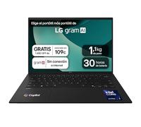 LG gram 14ZD90T-G.AX88B - Ordenador Portátil 14", Intel Core Ultra7 255H, 32 GB RAM, 1TB SSD, Pantalla IPS Antirreflejo (1920x1200), 1.120 g, 30 h de Autonomía, Free OS, Negro
