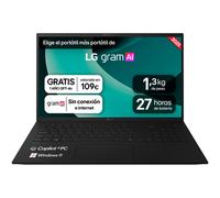 LG gram 15Z80T-G.AU88B Portátil 15", Windows 11, AMD Ryzen AI 7, 32 GB RAM, 1TB SSD, AMD Radeon Graphics 860M, Pantalla IPS (1920x1080), Ligero, 1.290 g, 27 Horas, AI, Negro