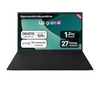 LG gram 15ZD80T-G.AX55B Portátil 15", FreeOS, AMD Ryzen AI 5, 16 GB RAM, 512GB SSD, AMD Radeon Graphics 860M, Pantalla IPS (1920x1080), Ligero, 1.290 g, 27 Horas, AI, Negro