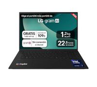 LG gram 16ZD90T.AX88B - Ordenador Portátil 16", Intel Core Ultra7 255H, 32 GB RAM, 1TB SSD, Pantalla IPS Antirreflejo (2560x1600), 1.199 g, 22.5 h de Autonomía, Free OS, Negro