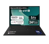 LG gram 17Z90TL-G.AU88BN Ordenador Portátil 17 Pulgadas Intel Core Ultra7 258V, 32 GB RAM, 1TB SSD, Panel IPS Antirreflejo, WQXGA, 1.460 g, 24.5 Horas, Windows 11 Home, Negro, Teclado QWERTY Español