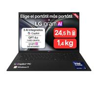 LG gram 17Z90TL-G.AU99BN - Ordenador Portátil Ultraligero de 17" Intel Core Ultra 9 288V, 32 GB RAM, 1 TB SSD, IPS Antirreflej, 1389g, 24.5 h, Windows 11, Teclado QWERTY Español, Negro Carbón