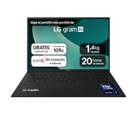 LG gram 17ZD90T.AX88B - Ordenador Portátil 17" Intel Core Ultra7 255H, 32 GB RAM, 1TB SSD, Pantalla IPS Antirreflejo (2560x1600), 1.350 g, 20 h de Autonomía, Free OS, Negro