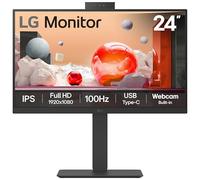 LG Monitor 24BA850 - FHD 1080p IPS de 24 Pulgadas, 100 Hz, Pantalla de Oficina, 5 ms, alimentación integrada/cámara Web y micrófono/KVM/Altavoces, LAN (RJ45), USB-C, concentrador USB, D-Sub, HDMI