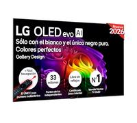 LG OLED83G64LW - TV 83", 4K OLED EVO AI G6, Smart TV, Sin Reflejos, WebOS 26, Procesador α11 AI Gen3, VRR 165Hz, Reflection Free Premium, Dolby Vision y Atmos, Gris Oscuro Titán