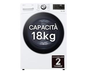 LG RH18U8AVCW - Secadora Smart de 18 kg, serie U8, clase bomba de calor Dual Inverter, motor Direct Drive, inteligencia artificial AI Dry, condensador autolimpiante, Wi-Fi, blanca