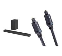 LG S65Q - Barra de Sonido Inteligente, 420W, 3.1 Canales, Sonido Envolvente DTS Virtual:X, Dolby Dig & Amazon Basics - Cable óptico de Audio Digital Toslink (1 m), para Televisión, Negro